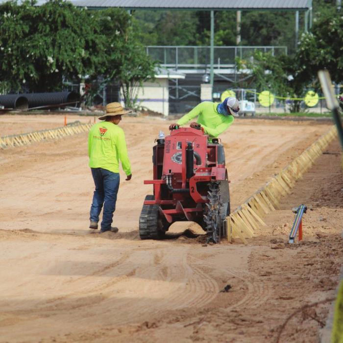 Construction continues this week at Leopard Stadium on the ne track and artificial turf installation.