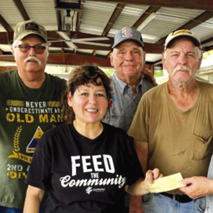 The Vietnam Veterans Chapter 870 made a generous donation to “Consider Love Food Pantry” in Weimar. Pictured from left: Frank White, VVA Board Member; Tim Leihardt, Cindy Templeton, Consider Love; Buddy Hudec, Leonard Wick, and Andy Janda, VVA President.