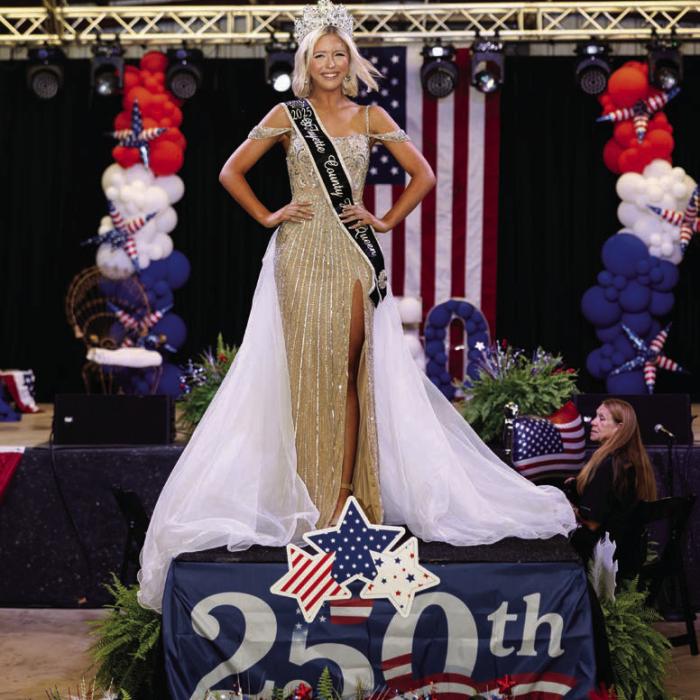 Outgoing Fayette County Fair Queen Hailey Janish gave a tearful farewell speech followed by a final walk as queen during Thursday’s pageant. Janish holds the all-time fair record for ticket sales with $52,185 sold last year. Photo by Grace-Anne Matocha Photo by Jeff Wick