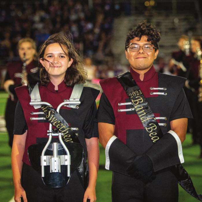 The Flatonia High School Band named Kodi Harris as Band Sweetheart and Felipe Olmos as Band Beau for 2021 during halftime at Friday night’s game. Photo by Stephanie Steinhauser