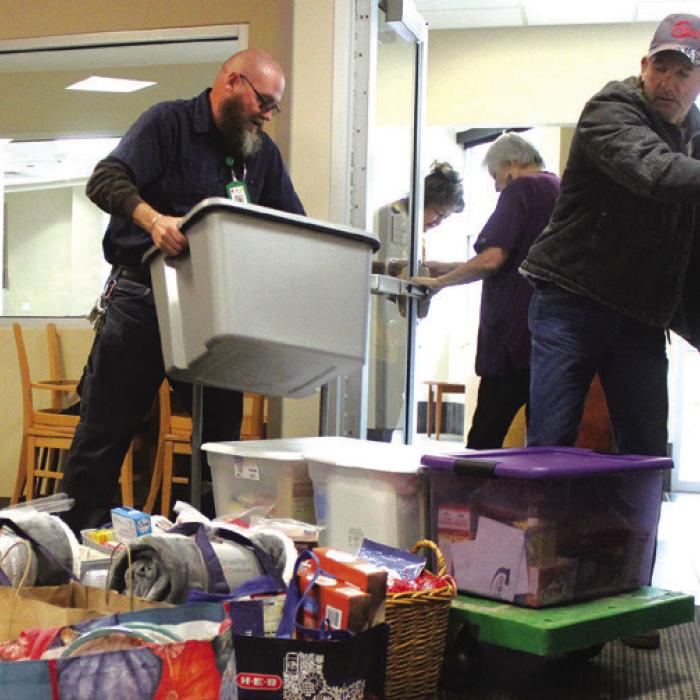 The donated baskets were packed up and loaded for delivery Thursday morning at St. Mark’s.