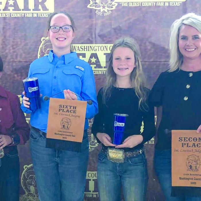 Intermediate Team: Laramie Laake, Paige Carruthers, Sawyer Mau, and Coach Kaci Carrales.