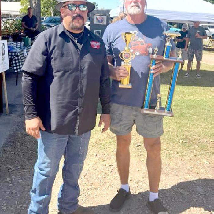 Patrick Kirts (right) won best truck for his 1954 Chevy truck. He is pictured with Tony Ramirez, head Judge.