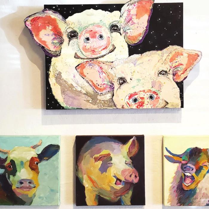 Some examples of the Summer Showcase pieces currently at Arts for Rural Texas in Fayetteville.