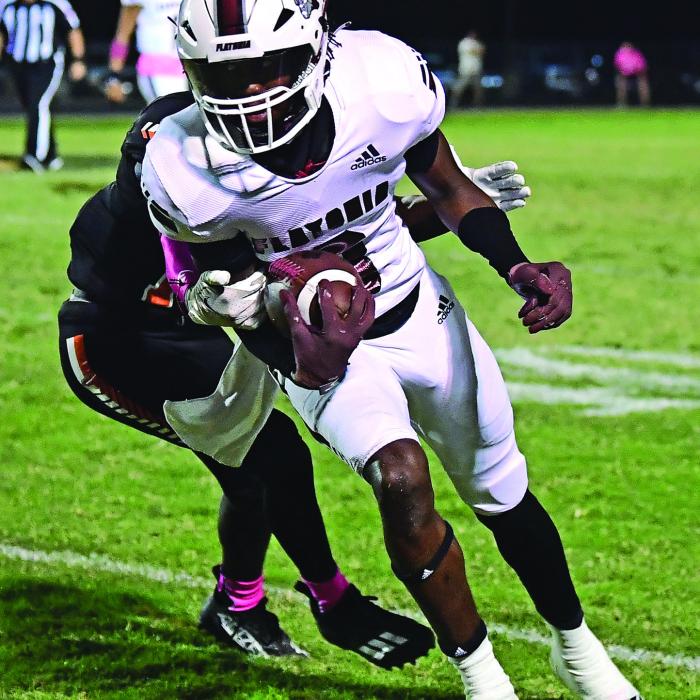 Flatonia’s Jaidyn Guyton scored four touchdowns in Friday’s game. Photo by Stephanie Steinhauser