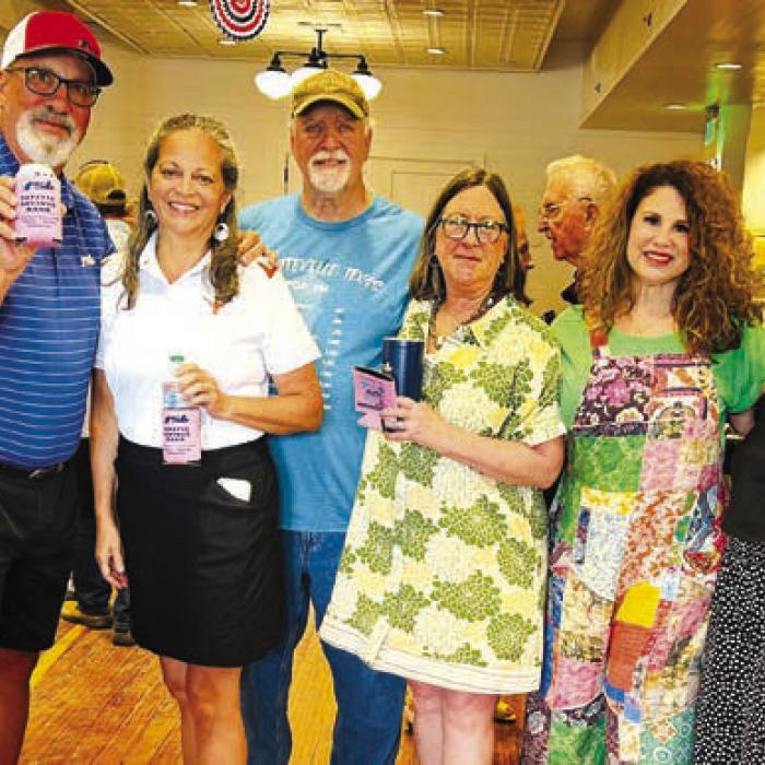 Pictured from left at the Polka Dance are Mike Olle of Fayette Savings, Sarah Olle, Mayor Stroup, Julie Stroup, Crystal Gully and Debbie Lincke.
