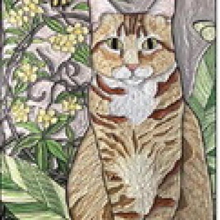 Carved linoleum by Anne Gaines.