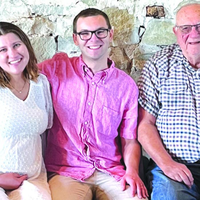 Elton and Miko Kulak were honored with a family baby shower. Elton is the grandson of Devon Boehnke, pictured on the right.