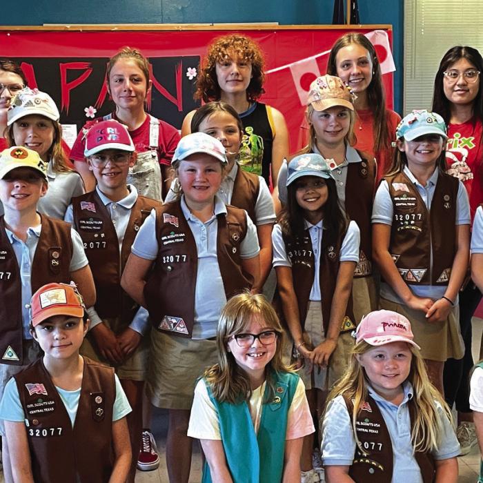 Girl Scouts from several troops gathered at the La Grange Girl Scout Hut in 2023 to present their research about other countries’ Scouting traditions, traditional foods, and customs. The older girls have graduated from Senior Girl Scouts.