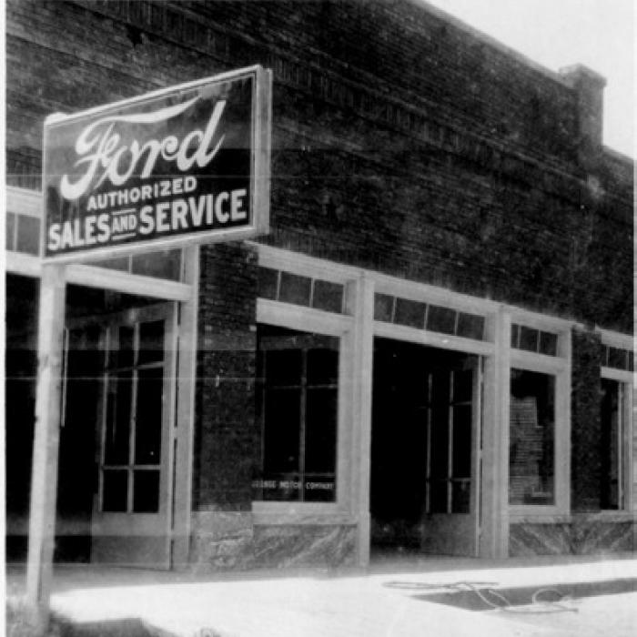 For many years the La Grange Motor Company sold Ford automobiles at 140 South Washington Street in La Grange. Photo courtesy of the Fayette Heritage Museum and Archives