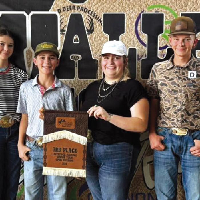 3rd Place Senior Team: Laramie Laake, Crockett Guenther, Rheagan Karisch, and Holden Holub.