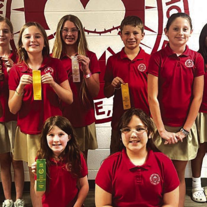 Dictionary Skills – Coached by Mrs. Cowen (not pictured) – 4th Grade: Placed 6th Presley Byler, Addison Bennetsen; 5th Grade: Placed 6th Krislee Kallus, Placed 5th Helen Streiff, Adalyn Emmel, Alt. Chezni Berdoll; 6th Grade: Placed 2nd Mary Catherine Streiff, Placed 3rd Kirtley Kallus, Placed 5th Cody Cernosek, Alt. Aby Garza