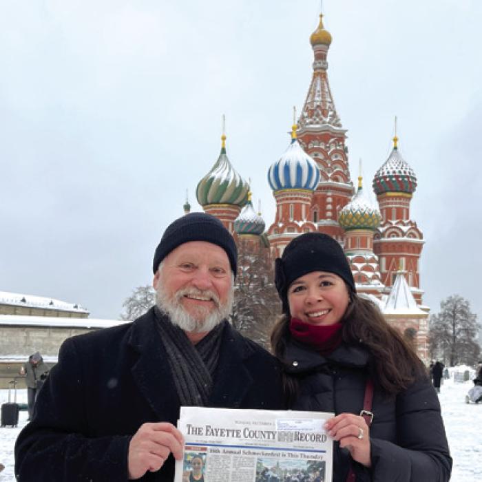 Newlyweds Mark and Julia Thiessen (the author of this piece) of Fayetteville were recently visiting the winter wonderland of Red Square in Moscow Russia and took along The Record.