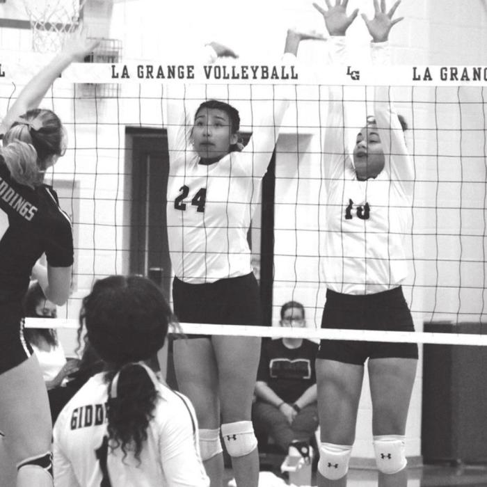 Returnees Cici Barcenas and Camille Gonzalez give the Lady Leps good height at the net this season. Record file photo