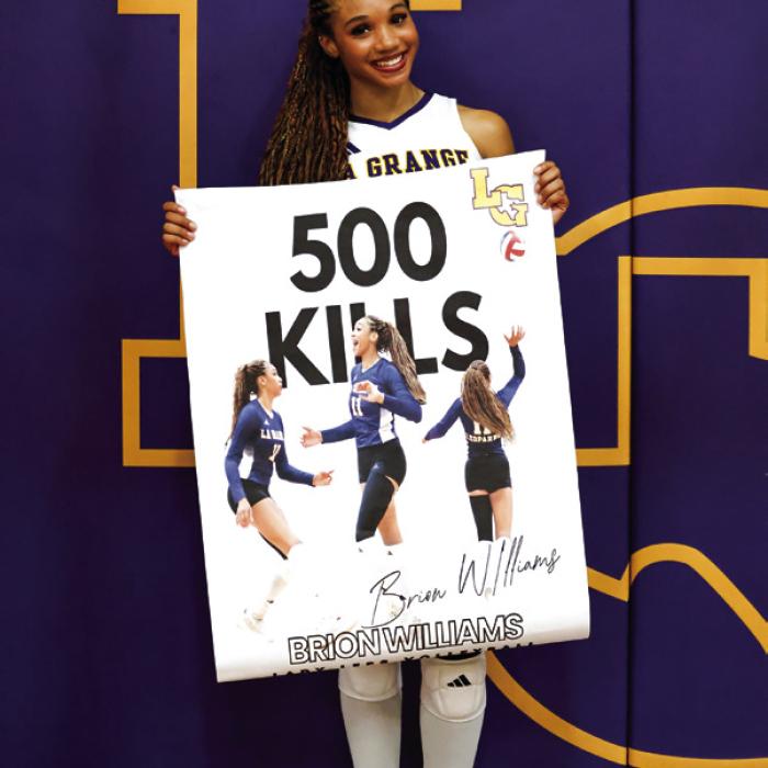 La Grange junior Brion Williams recorded her 500th career kill last week versus Giddings. Photo by Gabby Castillo
