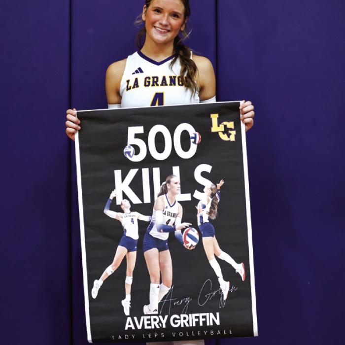 La Grange senior Avery Griffin recorded her 500th career kill last week versus Katy Harmony. Photo by Gabby Castillo