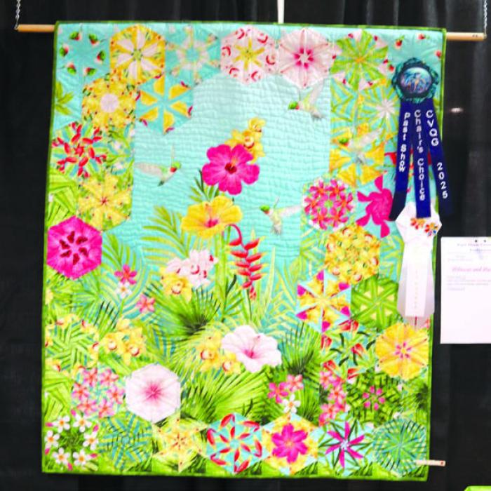 Past Show Chair Theme - Professional - “Hibiscus and Hummingbird” by Brigette Mesecke, La Grange.