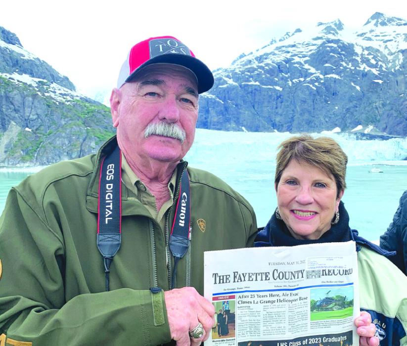 David and Dolores Perry of La Grange, recently took the Fayette County Record with them to Glacier Bay Alaska.