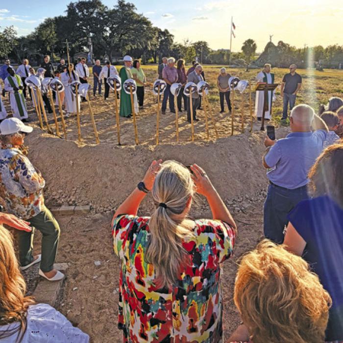 Hundreds of folks attended Saturday’s groundbreaking on the site where the old Hostyn church was destroyed by a gas explosion on June 9, 2022. Photo by Jeff Wick