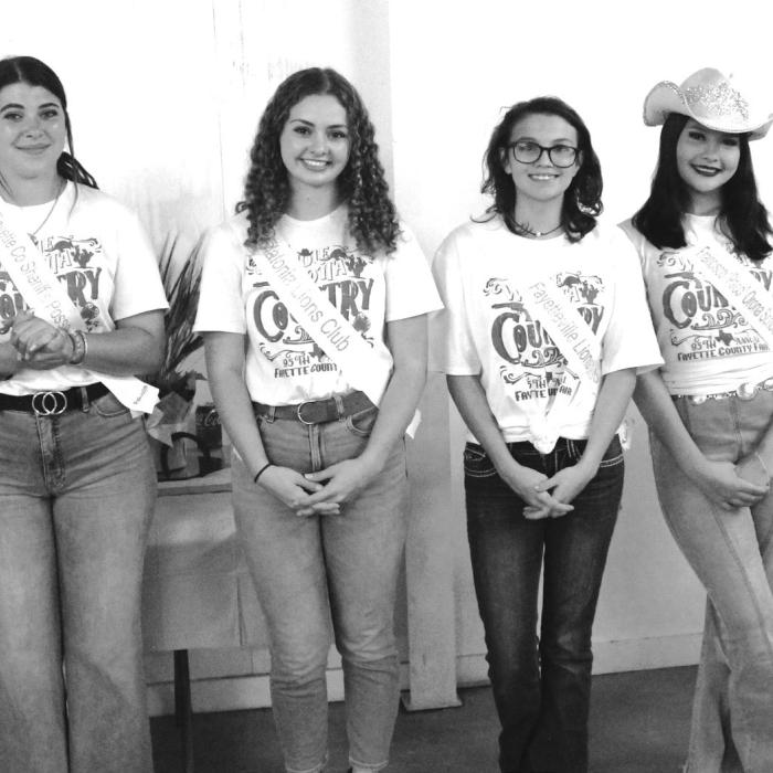 Sunday marked the final time all this year’s Fayette County Fair Queens would be in one place before Thursday’s pageant. They gathered to all speak at the fair’s volunteer/sponsor appreciation dinner Sunday. From left to right: Last Year’s Queen Charlee Wessels, Last Year’s Little Miss Bella Hernandez and this year’s contestants: Teagan Branch, Addisan Wagner, Jennifer Statham, Izela Cerda, Dulce Merlos and Alivia Eindorf. Thursday’s Queen’s Contest begins at 7 p.m. Photo by Jeff Wick