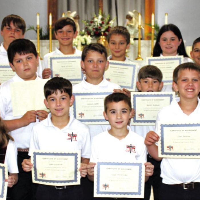 The following 4th and 5th grade students attained Honor Roll each nine weeks for the school year. Pictured front from left: Kynslee Zapalac, Rylee Wright, Luke Goedrich, Gage Smrkovsky, Levi Johnson; middle row: Brynn Bubela, John Schmidt, Cannon Lykke, Barett Redman, Elly Wotipka; back row: Bryson Ohnheiser, Jacob Schramek, Justin Schramek, Charlotte Schmidt, Dylan Zweschper, and Brynlee Berger.