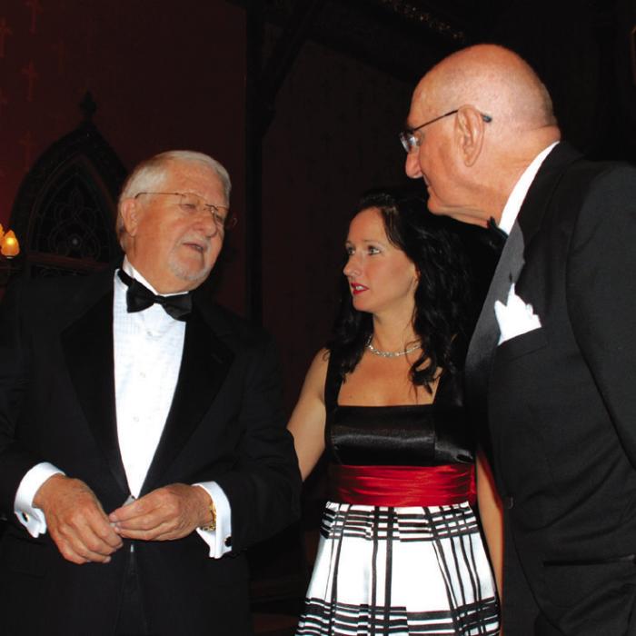 Dick Smith with daughter Ryan Smith and his good friend and fellow performer Charles Whitaker before the 2010 Library Benefit at