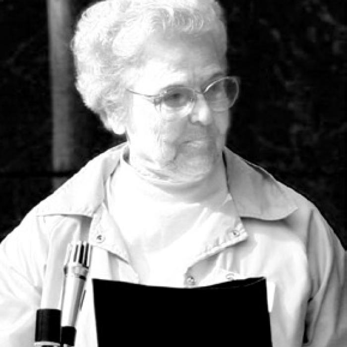 Josephine White speaking at a Historical Commission event in 2006.