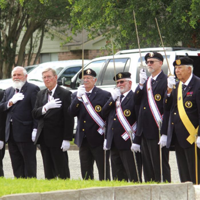 Standing guard during Monday’s ceremony were members of the Bishop Odin Assembly #1095 from La Grange, Giddings and Fayetteville.