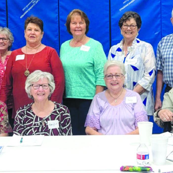 Pictured seated left to right: Jeanette Huelsebusch, Doris Lidiak, Marilyn Spillane, Reporter; Judy Zuhn, Vice-President; Liz Tannler; Marilyn Strimiska, Treasurer. Standing: Becky Snyder, Phil Oestreich, President; Helen Oestreich, Secretary; Carol Svrcek; Dana Sternadel; Janet Moerbe, and Larry Jackson. Not Shown: Janice Rangel, Mary Vasek.