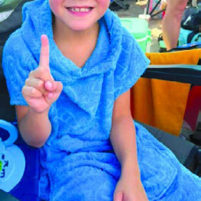 Everett Bound after his 1st place swim.