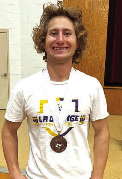 La Grange’s Cody Krupala was 12th in his division (out of 22 lifters) at the last powerlifting meet in Abilene. He lifted 375 pounds on squat, 250 pounds on bench and 350 pounds on dead lift for a total of 975 pounds.