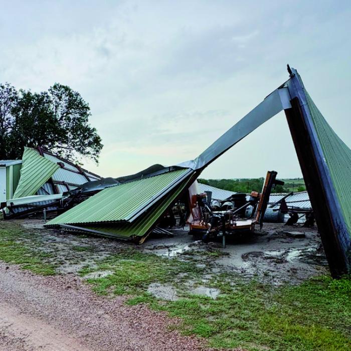 Jonathan Kalich of Freyburg shared this photo of his barn that was blown down by strong winds in the storm that passed over Fayette County on Sunday, April 12.