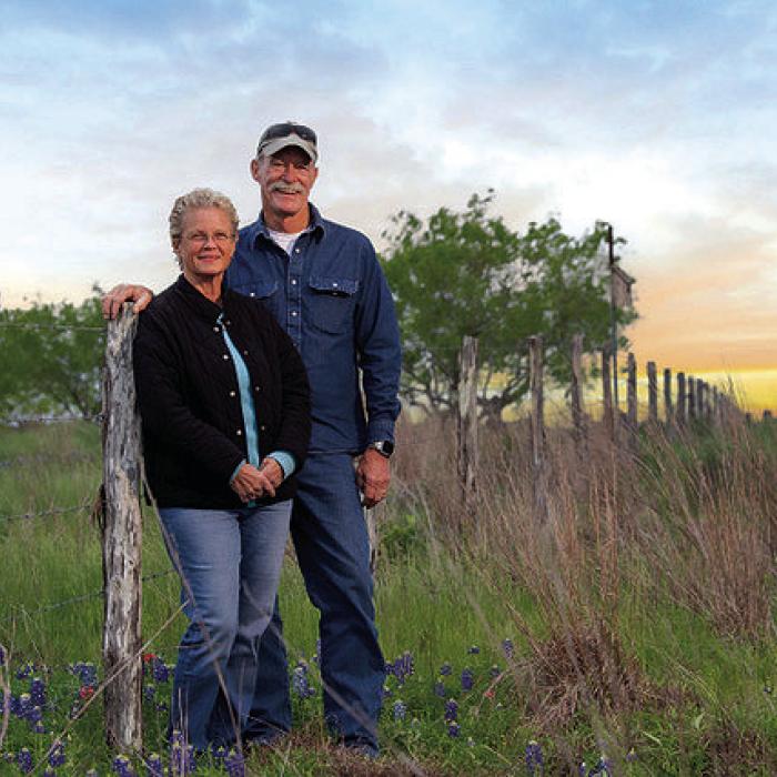 Mark and Cheryl Brown own the Brown Ranch in Fayette County, which recently won the Texas Leopold Conservation Award. Photo courtesy of Texas Parks and Wildlife
