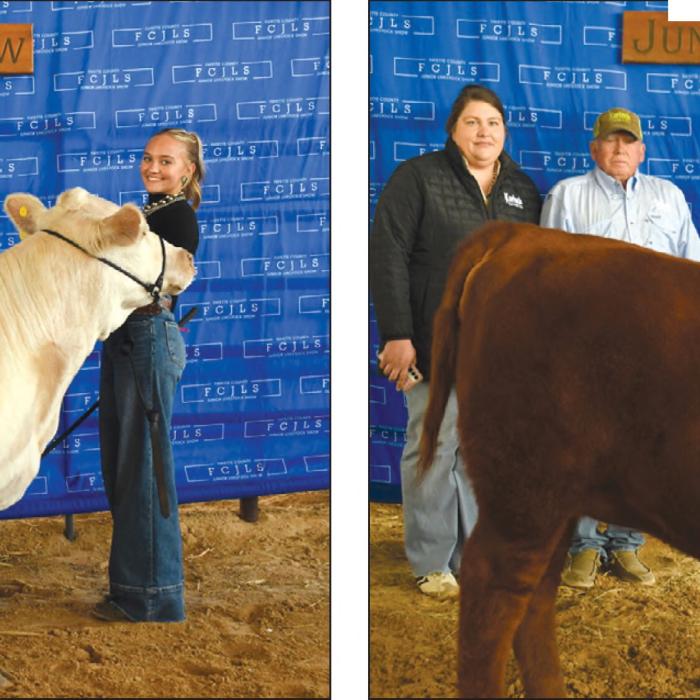 Senior Showmanship - Reisy Janca, La Grange FFA; Buckle Sponsor - Steven Bertsch. Steven Bertsch pictured holding buckle. Junior Showmanship Heifer - Rory Lesikar, Flatonia 4-H; Junior Showmanship Buckle Sponsor B&amp;B Cattle. Carissa and Curtis Karisch are pictured.