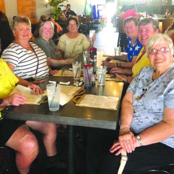 JoNell Vasek, Shirley Machicek, Vicki Woodard, Stephanie Shroyer, Berni Gillings, Marilyn Mares, and Cynthia Meyer on the excursion to Columbus.