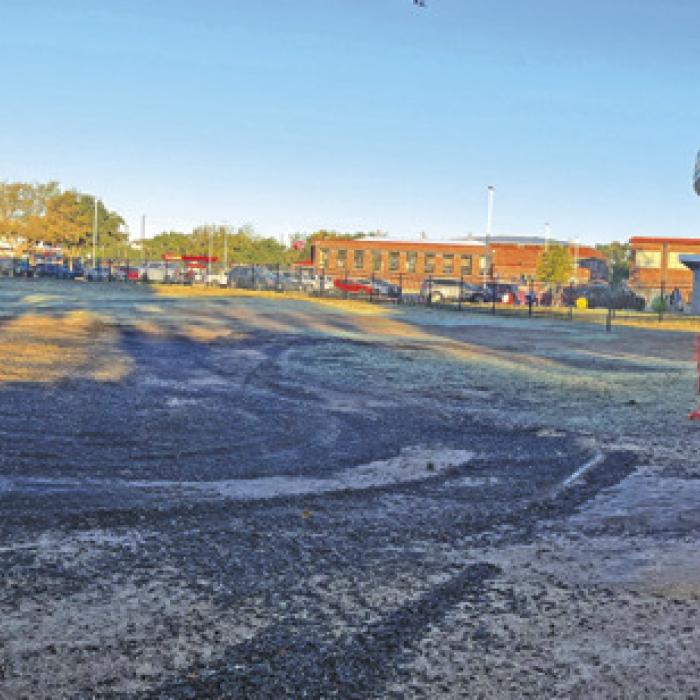 The old elementary playground at La Grange has been cleared and a new one is under construction. It is expected to be completed by the time students return from Thanksgiving break. Photo by Jeff Wick