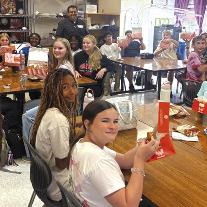 The La Grange Leo Club appreciates Whataburger for sponsoring their September meetings at the High School and Middle School. Curt Harbers delivered lunch and spoke to the students about the importance of community service both now and in the future.