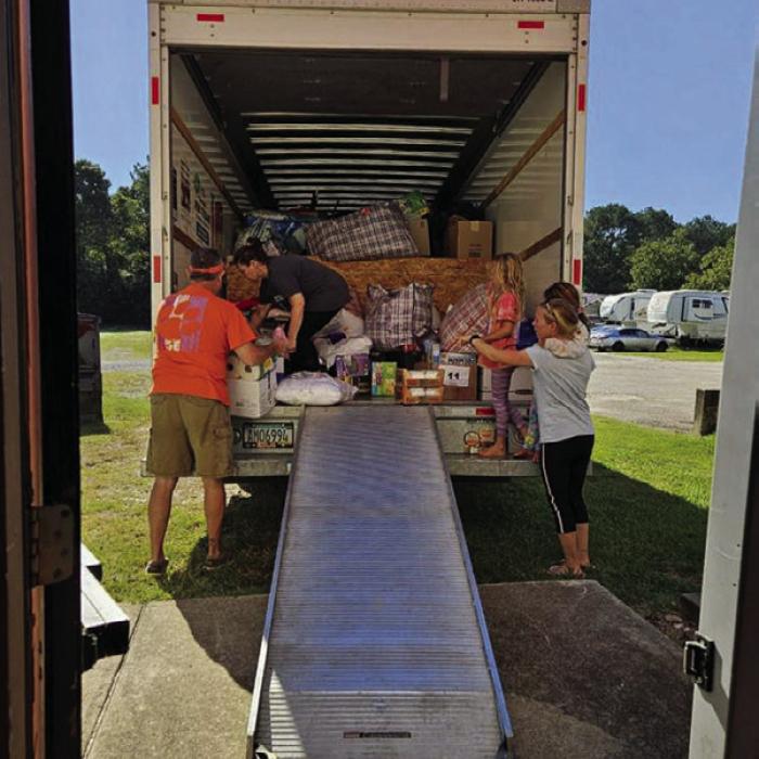 Volunteers unload the U-Haul in Georgia.