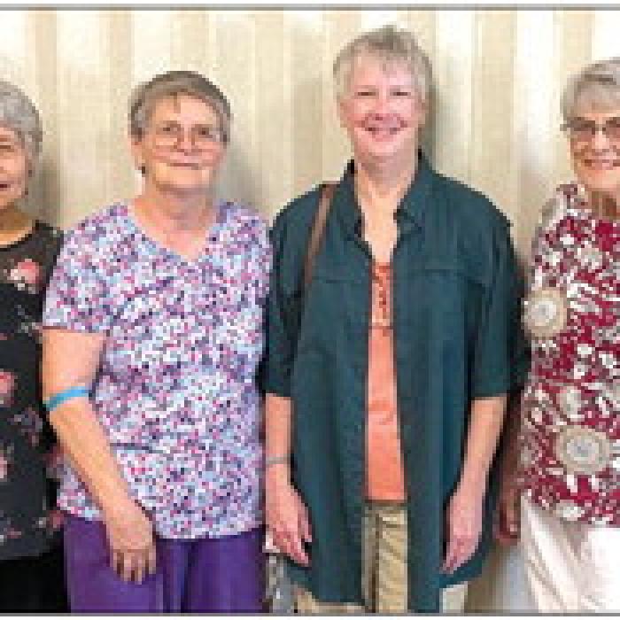 Donation to the Flatonia Food Pantry. Pictured is Julia Webster, Evelyn Miller, Jackie Harker and Enid Waska.