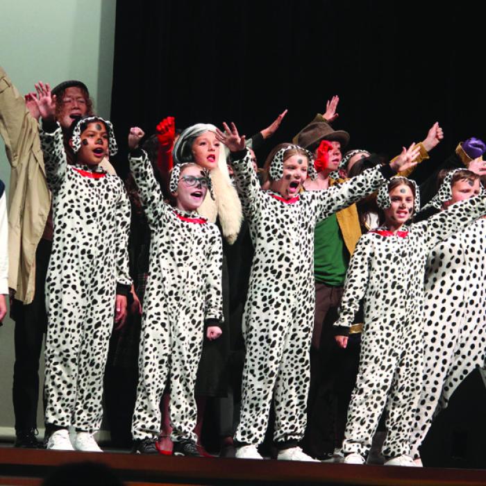 Just a portion of the dalmatians that filled the stage Saturday. Photo by Jeff Wick