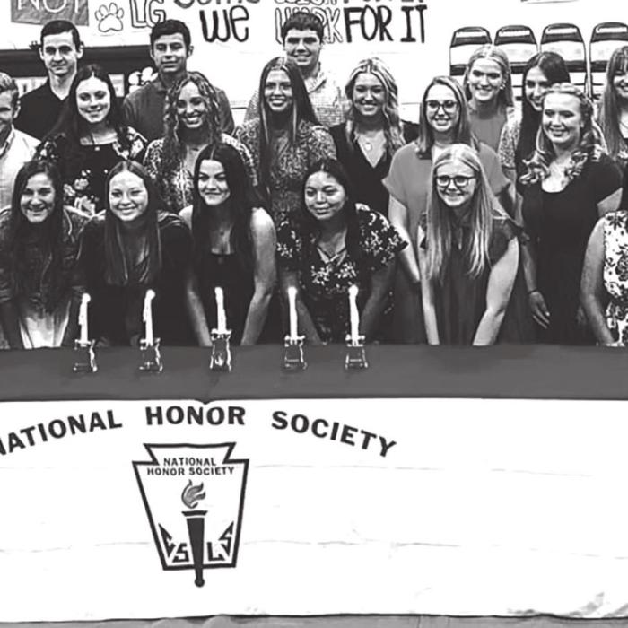This photo shows both new and returning members of the La Grange High School National Honor society at last Monday’s induction ceremony.