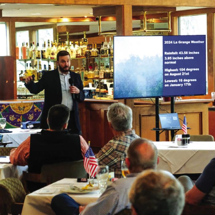 LCRA Meterologist Bob Rose presented his spring weather forecast to the La Grange Noon Lions last Thursday. Photo by Andy Behlen