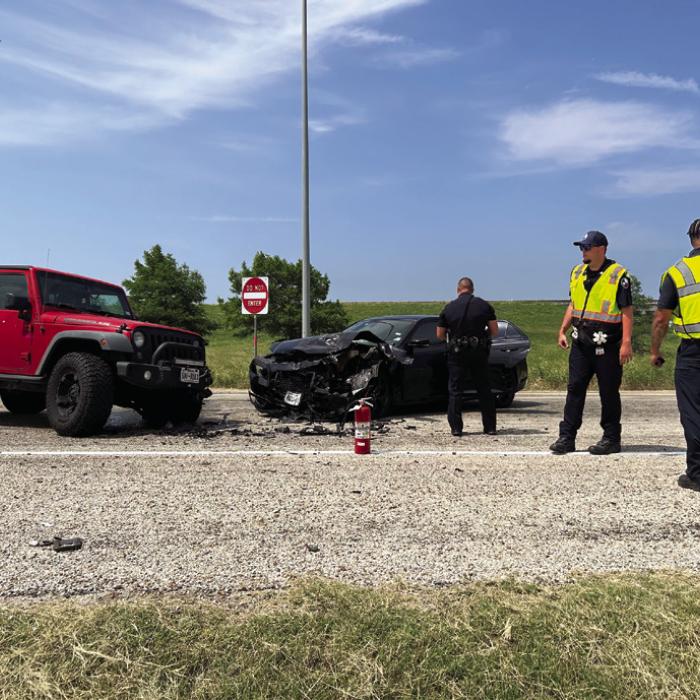 A two-vehicle accident resulted in three people injured at the bypass intersection on the west end of La Grange Monday afternoon. Photo by Bobby Bedient