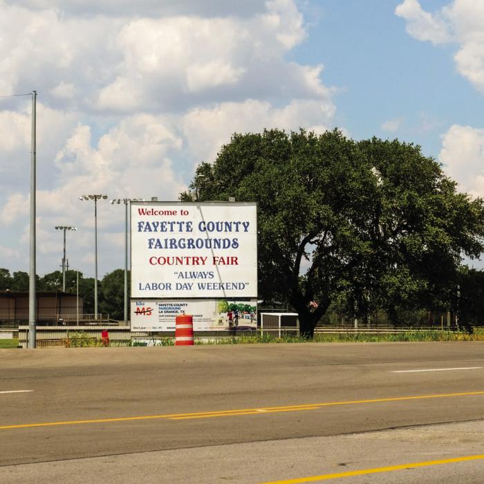 The entrance to the Fayette County Fair, near where Sunday’s accident occurred.