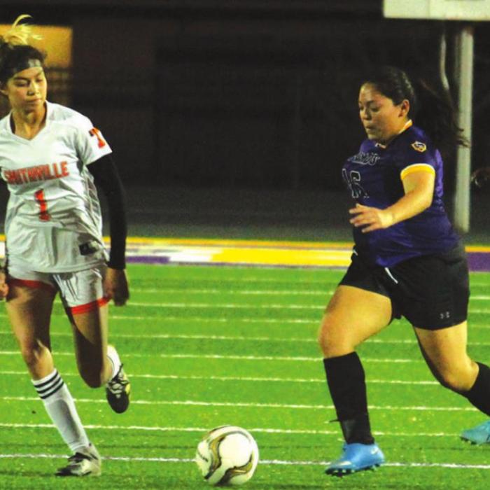 La Grange’s Dulce Merlos, shown here last week against Smithville, was the defensive player of the game Thursday in a win over Rockdale. Photo by Jeff Wick