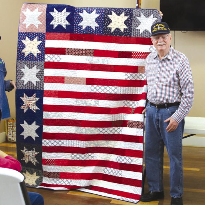 The Colorado Valley Quilt Guild in La Grange makes quilts of Valor that have been presented to veterans in the tri-county area represented by their membership. In January, the guild honored two of members’ husbands with Quilts of Valor. Veterans receiving quilts of valor were Morris W. Asbill, Jr. U.S. Air Force, Lt. Col. Retired 1961-1981 and John Marburger US. Navy 1961-1981. Pictured left with The Star Quilt is John Marburger. Pictured right with The Stars and Stripes Quilt is Morris Asbill.