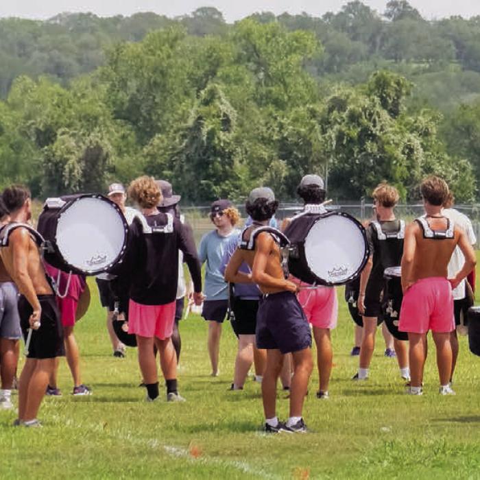 Shown here are some shots of the Crossmen Drum and Bugle Corps of San Antonio, who stopped in La Grange for a couple days last week. Photos by Andy Behlen