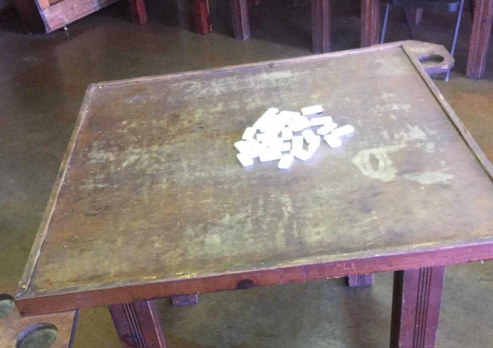 A historic domino table ready to use.