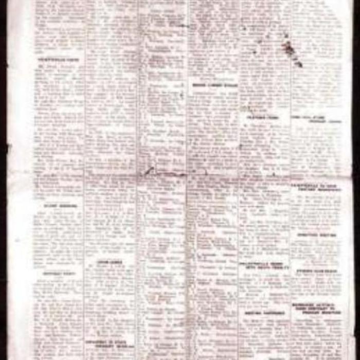 One of the oldest surviving copies of The Record, from Nov. 11, 1924. It was four pages, no photos and had ads for aspirin, castor oil and chewing gum.