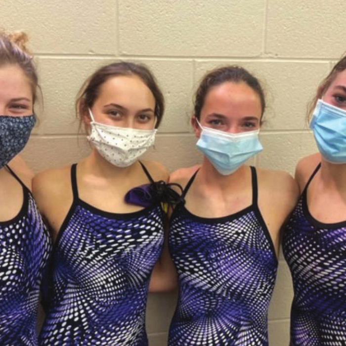 The La Grange Girls 200 Yard Freestyle Relay team of Natalie Blackwell, Aryn Srubar, Morgan King and Riley Youens.